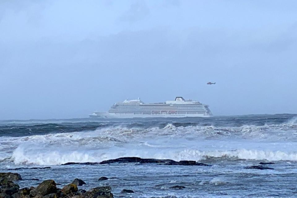 Cruise ship Viking Sky is drifting towards land and had sent out a mayday signal off Hustadvika (EPA)