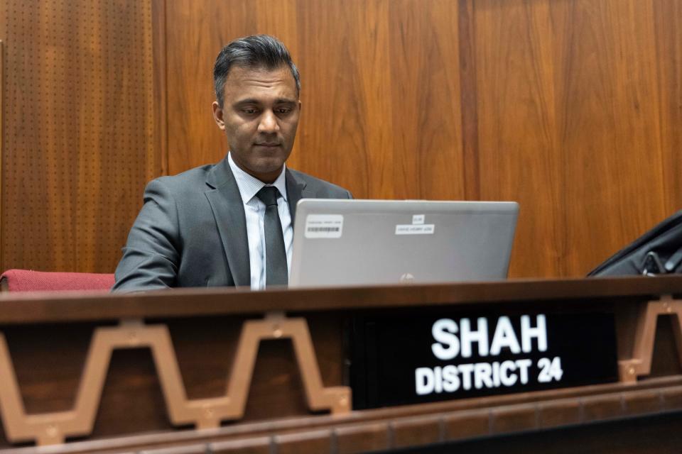 Newly elected Democratic Rep. Amish Shah from District 24 at the Arizona House floor.