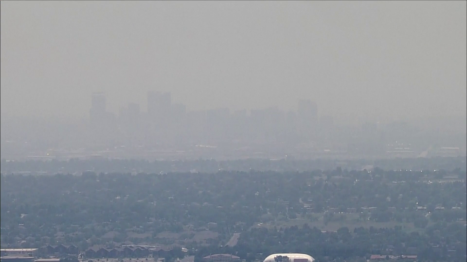 A view of the Denver-area skyline earlier on Monday, July 19, 2021. / Credit: CBS Denver