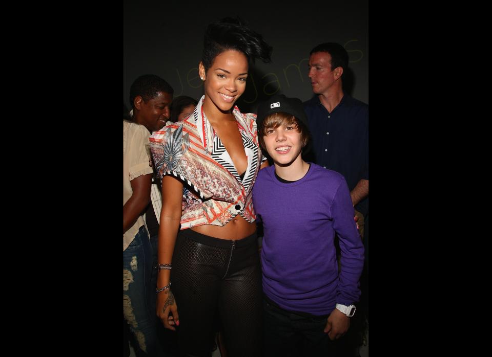 Rihanna and Singer Justin Bieber attend the Island Def Jam Spring Collection party at Stephen Weiss Studio on May 20, 2009 in New York City.