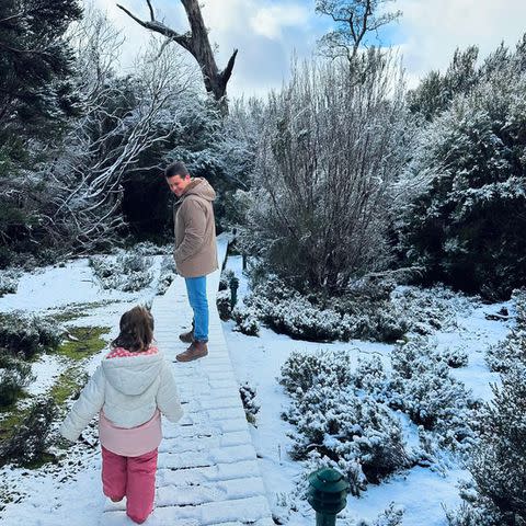 <p>Bindi Irwin/Instagram</p> Chandler Powell and daughter Grace