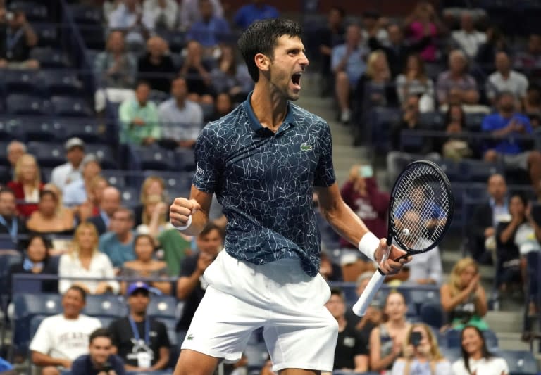 Back in the final: Novak Djokovic reacts after his win against Kei Nishikori