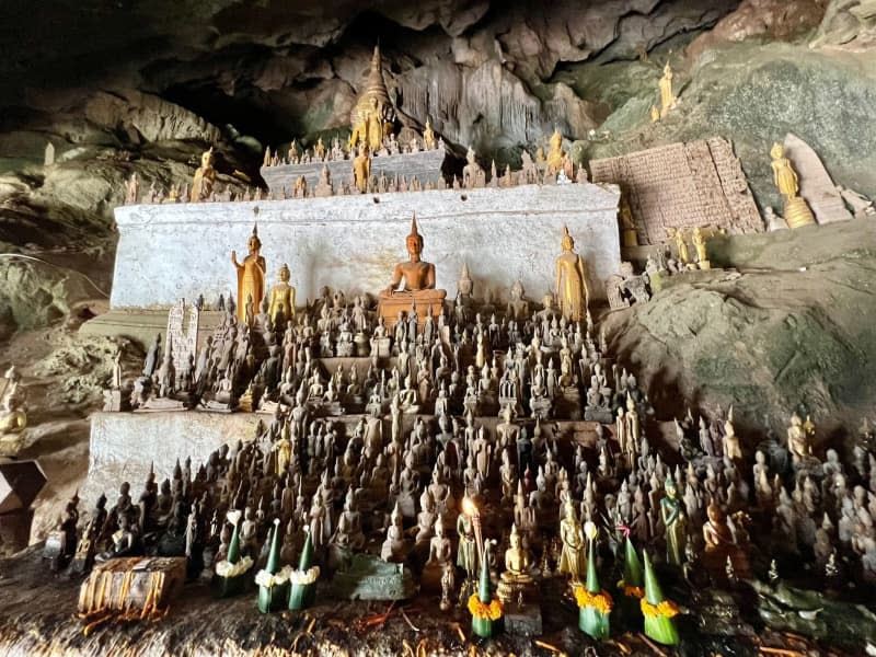 A group of Buddha statues in the Pak Ou Caves. The caves directly on the Mekong are considered one of the most important Buddhist sites in Laos. Carola Frentzen/dpa