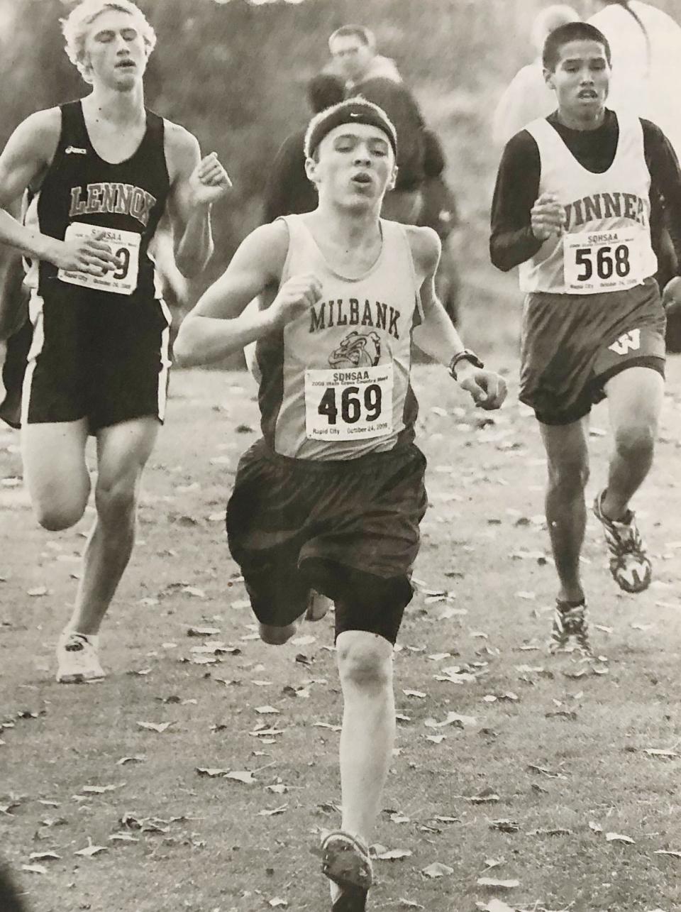 Jalen Snaza of Milbank was a four-time Class A boys medalist in the state high school cross country meet from 2008-2011.