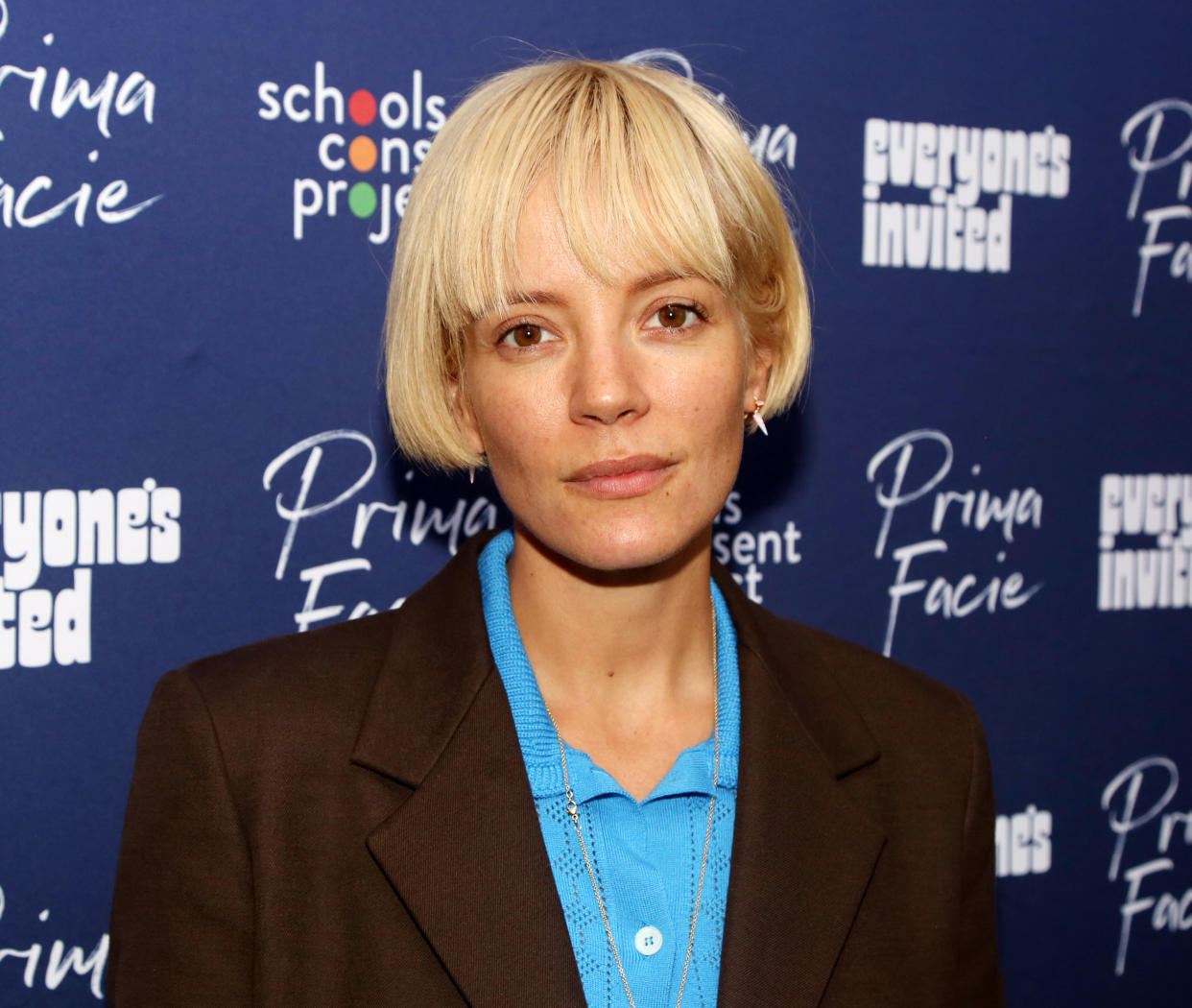 Lily Allen poses at the opening night of the new play 