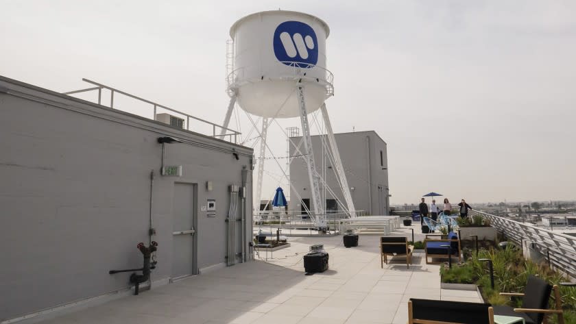 The rooftop deck of the former Ford automobile factory that is now the home for the Warner Music Group in Los Angeles.