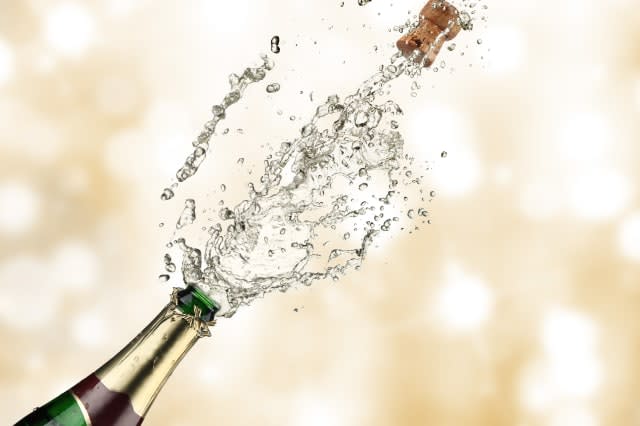 Close-up of champagne explosion