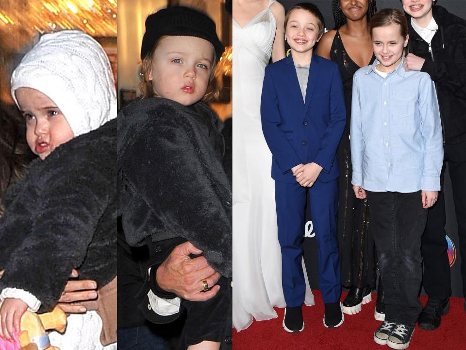 Knox and Vivienne Jolie-Pitt in 2010 (left) and in 2019 (right).