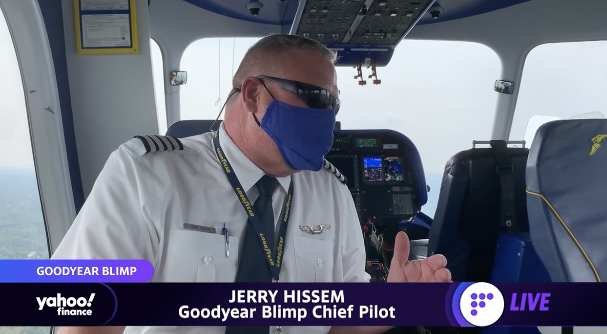 Jerry Hissem has been flying for Goodyear Blimp for more than 23 years. [Credit: Yahoo Finance]