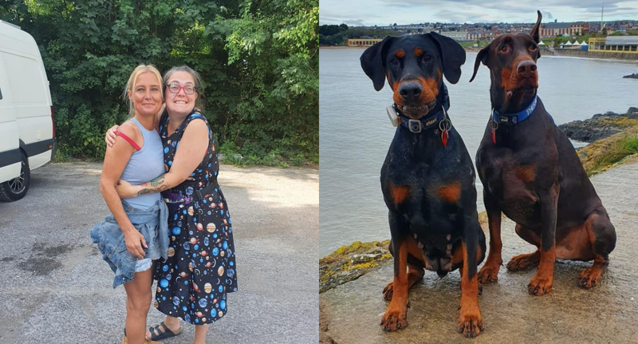 Lucy Humphrey's pet dog, Indie, kept going back and forth to Katie James' campervan during a cookout in the beach. It turned out the two are match and Lucy can get Katie's donated kidney. (Photo credits: Lucy Humphrey/Facebook)