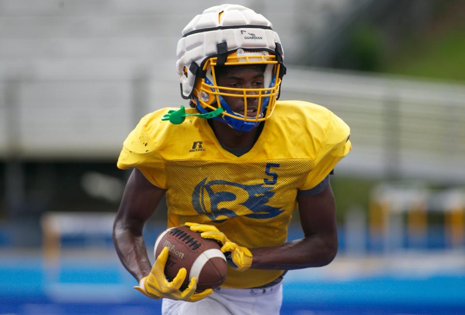 Rickards football players participated in spring practice on May 3, 2022, at Rickards High School.