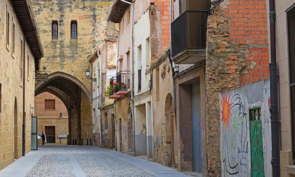 Narrow street in Santo Domingo de la Calzada, La Rioja, Spain