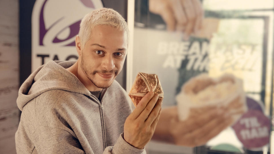 Pete Davidson with breakfast crunch wrap from Taco Bell (Taco Bell)