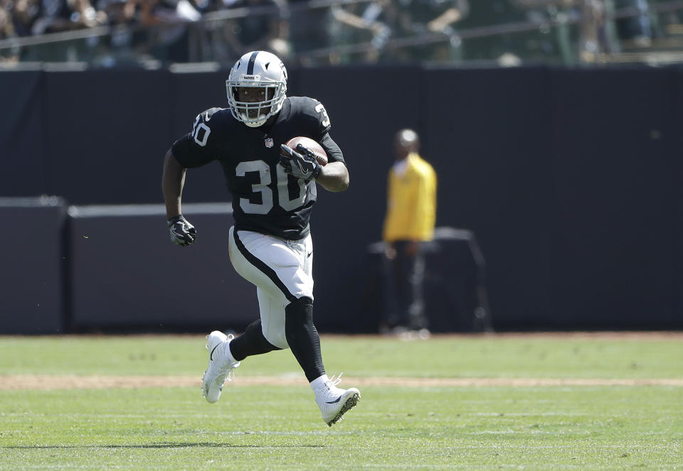 Jalen Richard has been a sneaky PPR star, and he’s now looking at an uptick in snaps and touches. (AP Photo/Marcio Jose Sanchez)