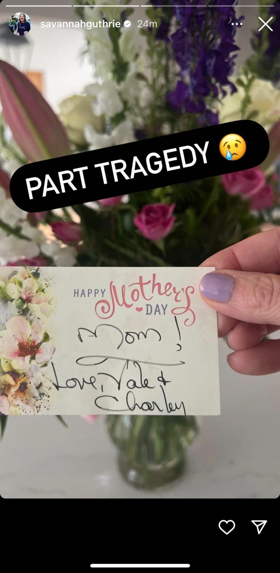 Savannah's kids sent her a sweet card while she isolated. (Instagram)