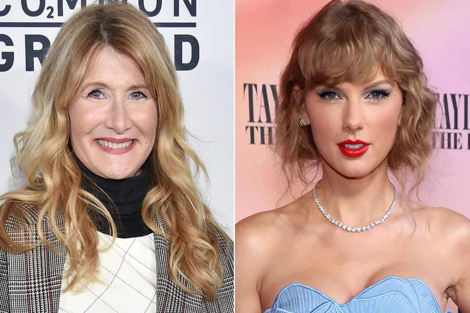 <p>Gregg DeGuire/Variety via Getty Images; John Shearer/Getty Images</p> Laura Dern and Taylor Swift 