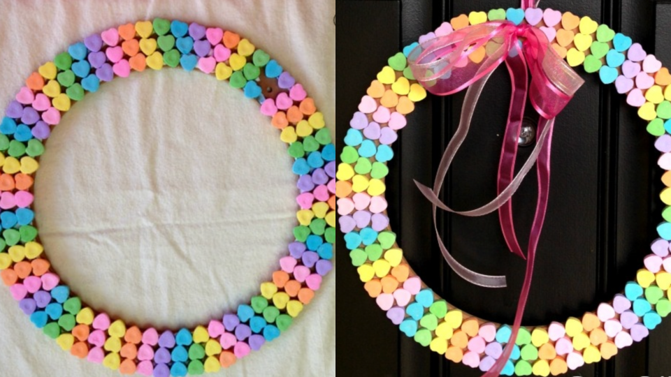 Valentine's Day crafts for kids: Candy heart wreath