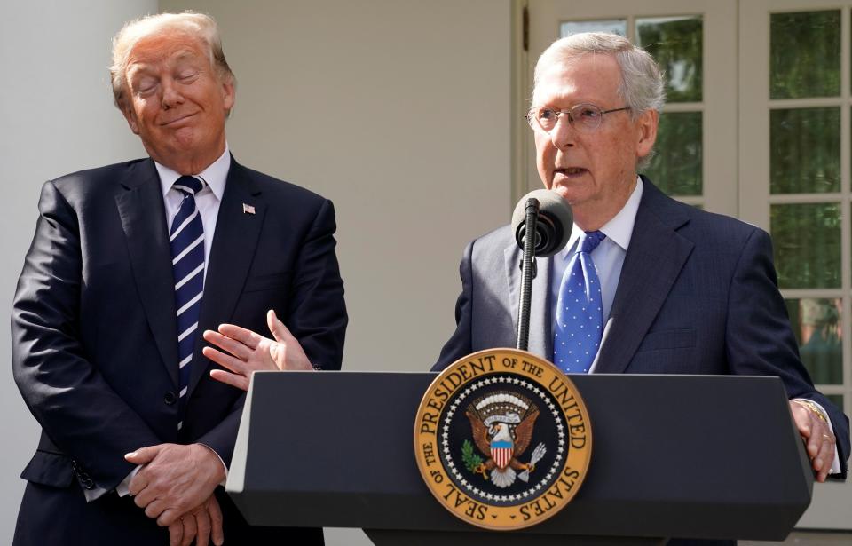 President Donald Trump and Senate Majority Leader Mitch McConnell (R-Ky.), putting tax reform&nbsp;before just about anything else. (Photo: Yuri Gripas / Reuters)