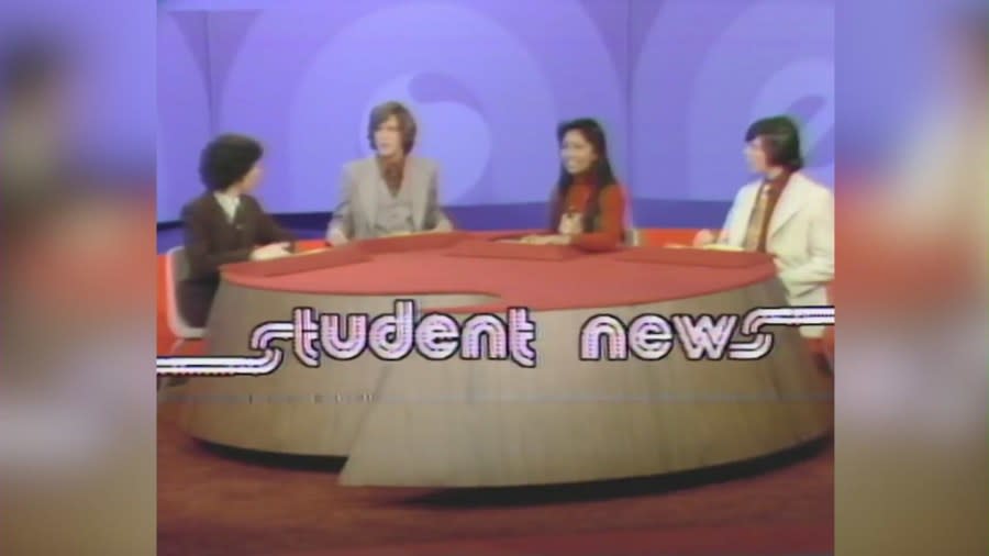 Sam Rubin in high school during a taping of "Student News" in 1977 (Rick Gerber). 