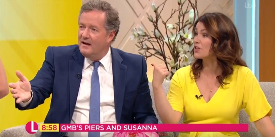 Piers Morgan and Susanna Reid appearing on Lorraine. (ITV)