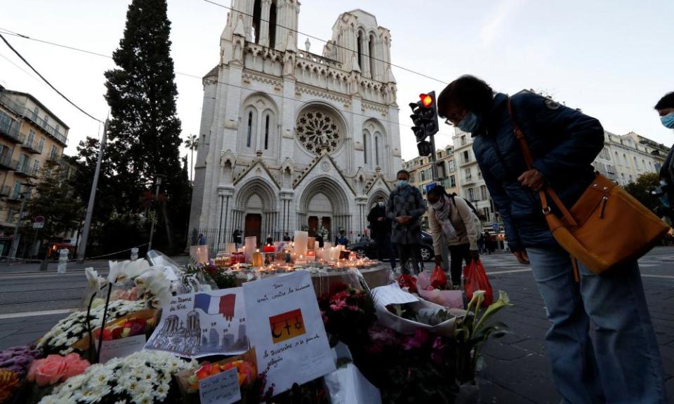 Tributes left outside Notre-Dame church in Nice