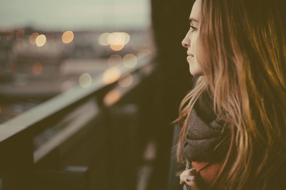 Young woman on transport