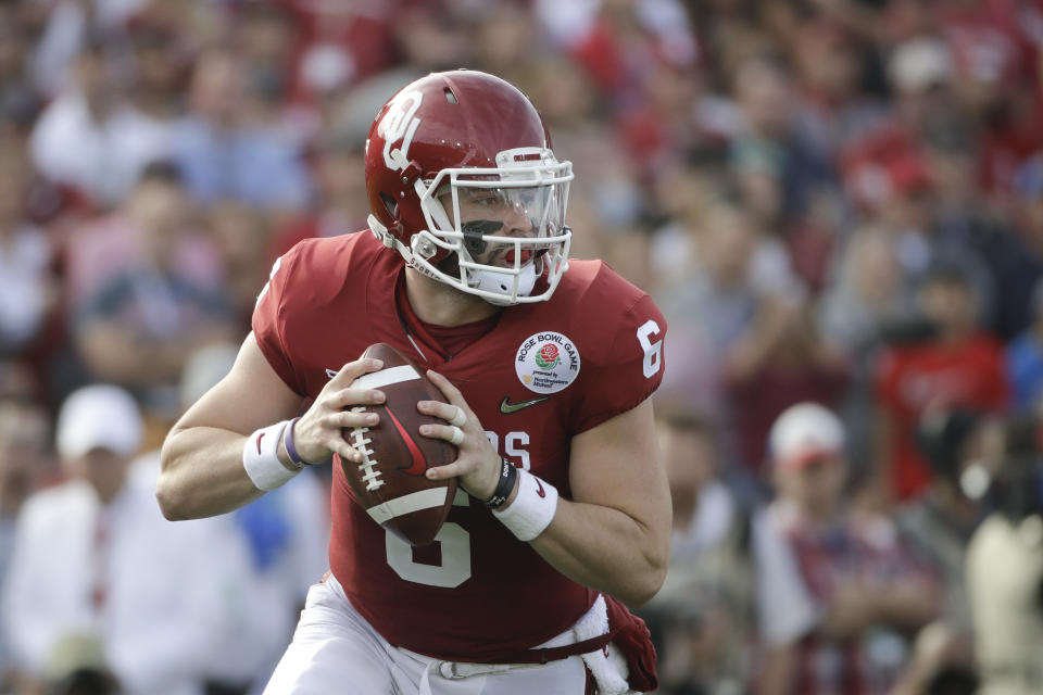 Oklahoma quarterback Baker Mayfield is still reportedly under consideration for the first overall pick. (AP)