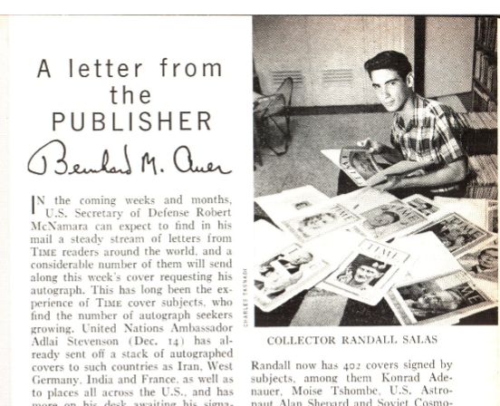 Randall Salas in the Feb. 15, 1963, issue of TIME