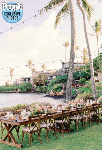 <p>Ashley Goodwin Photography</p> Dane Cook and Kelsi Taylor's Sept. 23 wedding at a private estate in O’ahu, Hawaii.
