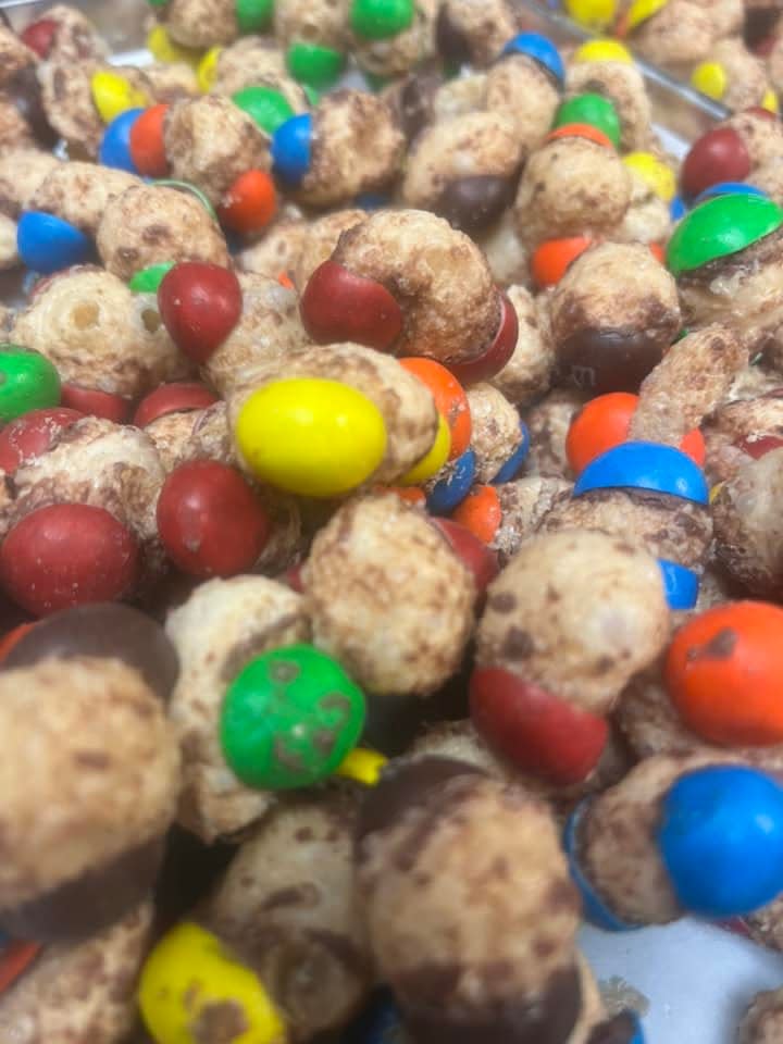 Cold Brew Caramel Marbles are freeze-dried caramel M&M's sold at Jolted in Suring.