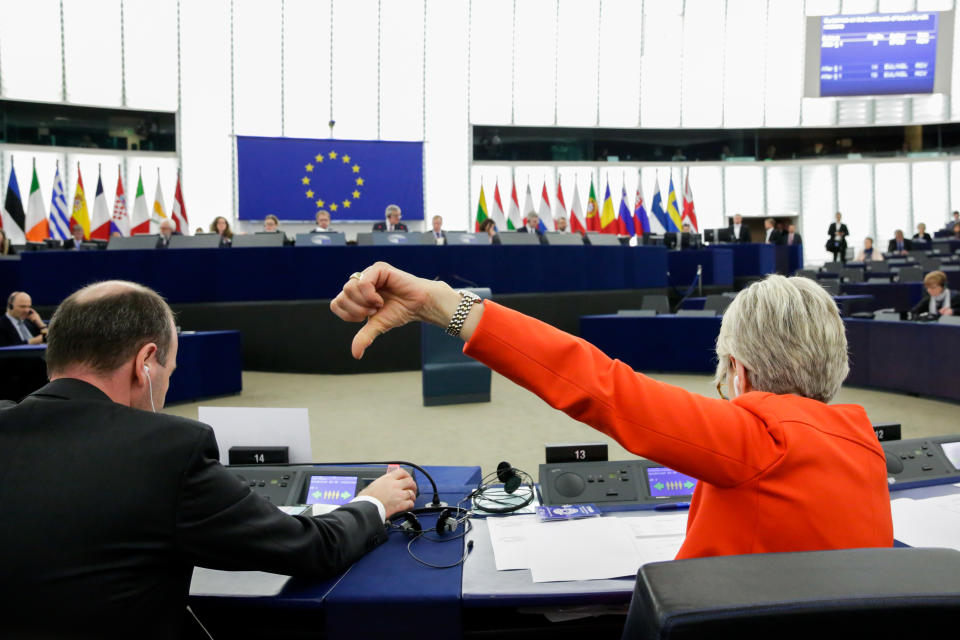 MEPs voting on the future of EU-UK relations in Strasbourg yesterday (European Parliament)