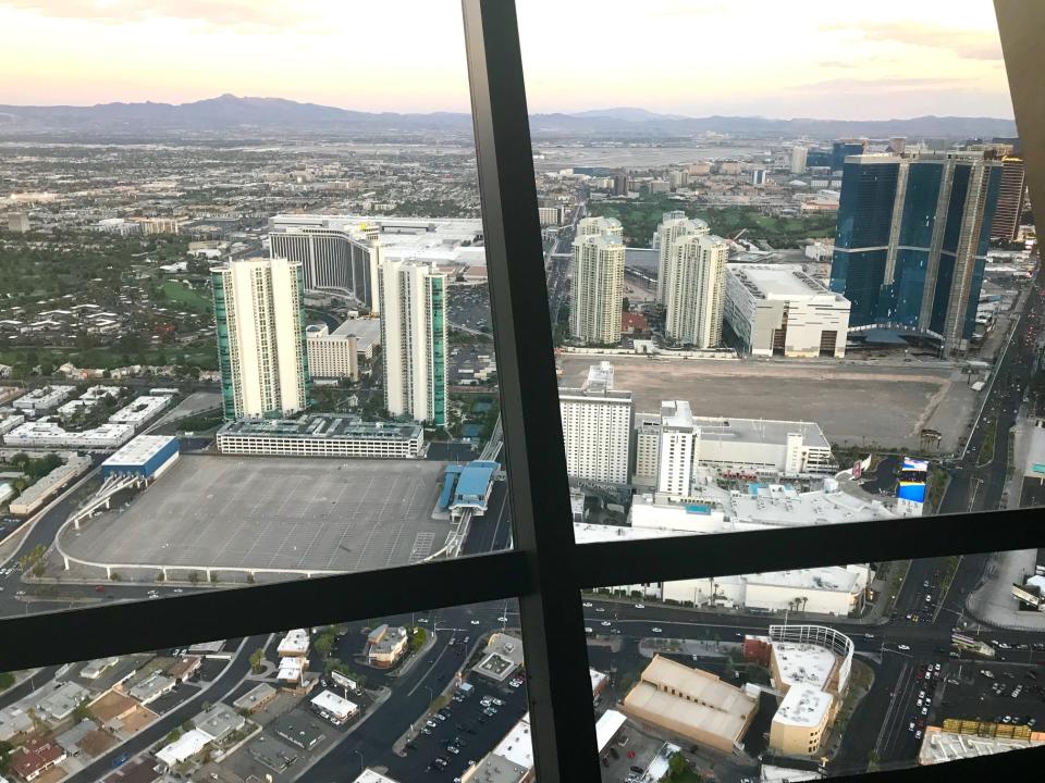 view of las vegas from the top of the world at the strat