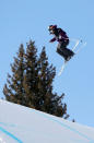 ASPEN, CO - FILE: Sarah Burke of Canada does an aerial maneuver as she descends the course to finish sixth in the Women's Skiing Slopestyle Finals during Winter X Games 14 at Buttermilk Mountain on January 28, 2010 in Aspen, Colorado. Freeskier Sarah Burke was seriously injured in a crash January 10, 2012 in Park City, Utah and was airlifted to Salt Lake City. (Photo by Doug Pensinger/Getty Images)