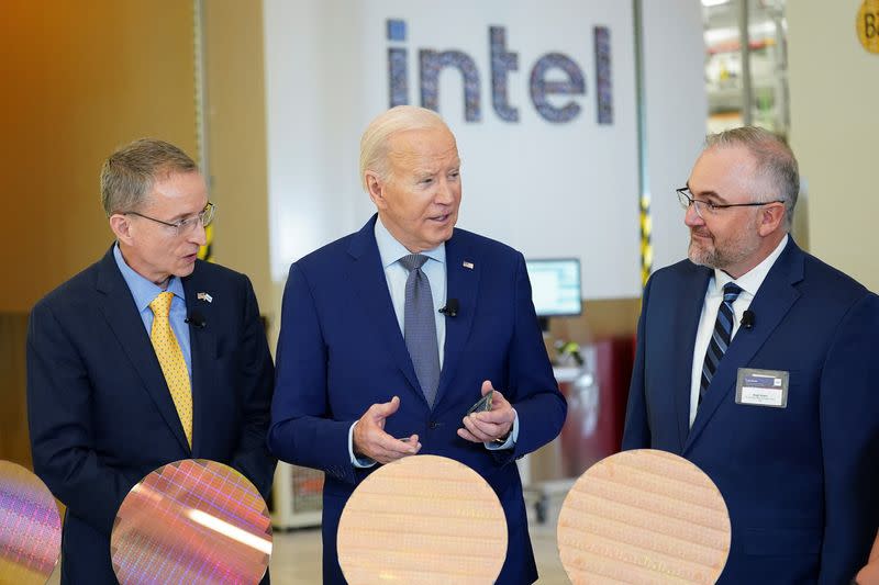 U.S. President Joe Biden tours the Intel Ocotillo Campus, in Chandler