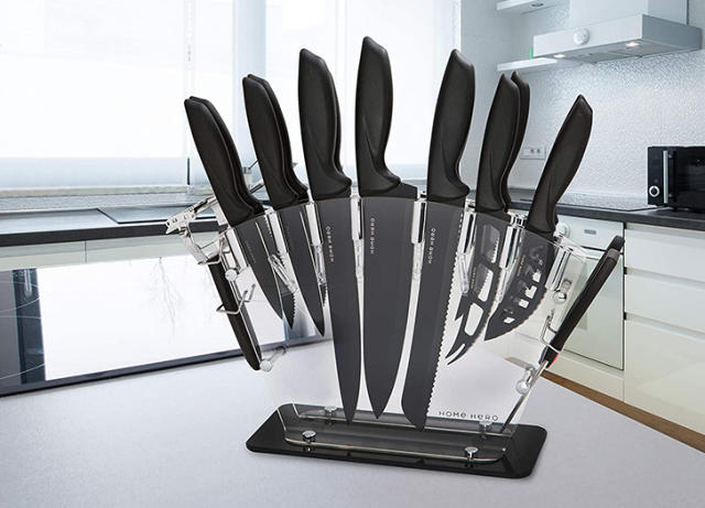  Farberware 15-Piece Forged Triple Rivet Knife Block Set,  High-Carbon Kitchen Knife Set with Ergonomic Handles, 15-Piece Set,  Razor-Sharp Knife Set, Black : Everything Else