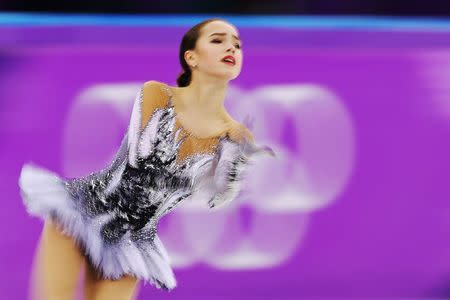 Figure Skating - Pyeongchang 2018 Winter Olympics - Ladies Single Skating Short Program - Gangneung, South Korea - February 21, 2018 - Alina Zagitova, an Olympic Athlete from Russia, performs. REUTERS/Lucy Nicholson