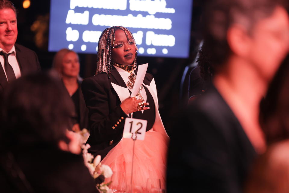 LOS ANGELES, CALIFORNIA - MAY 21: Lauryn Hill attends GRAMMY Museum's Inaugural GRAMMY Hall Of Fame Gala and Concert presented by City National Bank at The Novo by Microsoft at L.A. Live on May 21, 2024 in Los Angeles, California.  (Photo by Rebecca Sapp/Getty Images for The Recording Academy)