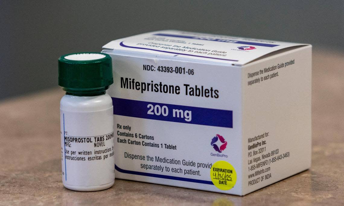 Mifepristone and Misoprostol sit on a counter at the Planned Parenthood in Golden Glades. The medications are used to end early-stage pregnancies non-surgically.