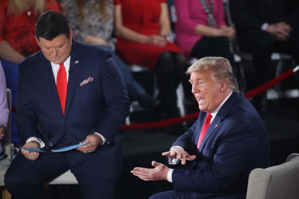 President Donald Trump participates in a Fox News town hall on March 05, 2020.