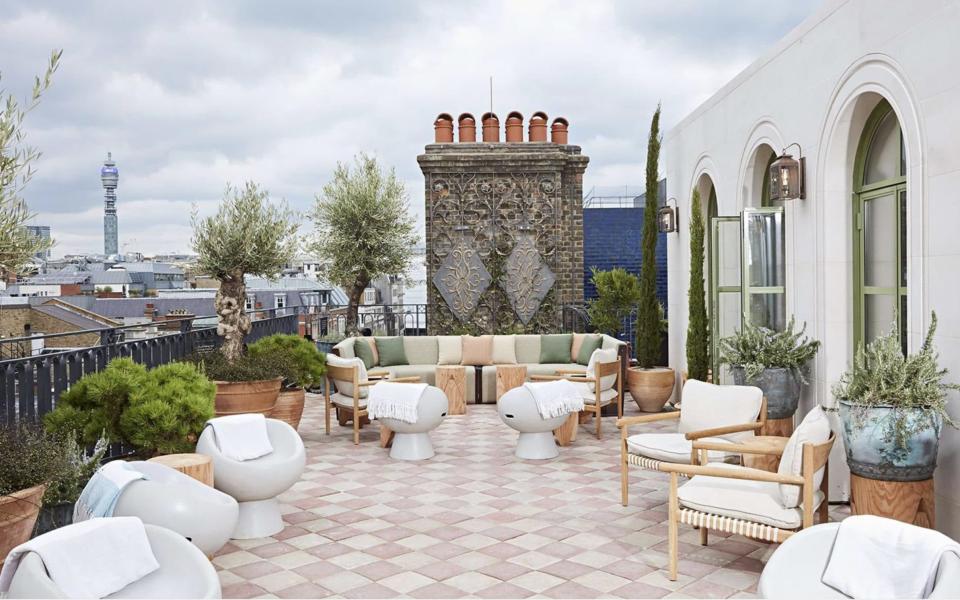 The roof terrace of The Conduit in Covent Garden, London, where Carrie Johnson and Anna Pinder met