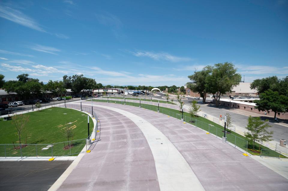 Improvements near the main entrance to the Colorado State Fairgrounds are near completion. The area includes new walkways, grass, trees and lighting.