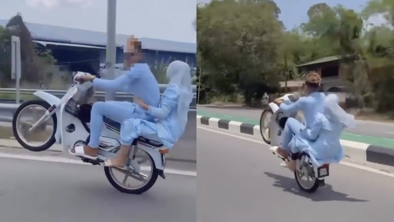La policía de Malasia busca a un temerario que usa Baju Melayu por peligrosas acrobacias en motocicleta