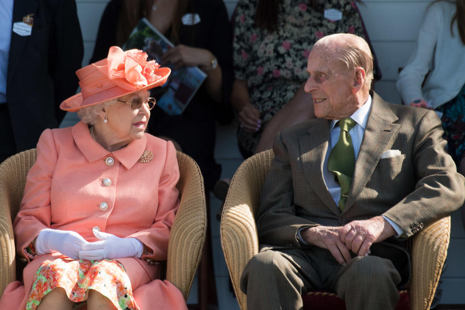 Queen Elizabeth ll and Prince Philip, Duke of Edinburgh attend the Royal Windsor Cup polo at the Guards Polo Club in Egham on Jun 24, 2018.