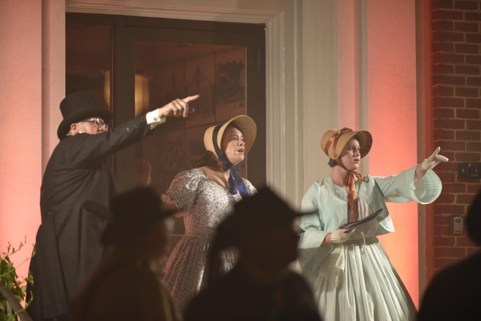 Starting at dusk on Saturday, July 30, 2019, lights filled the sky downtown to simulate an event that took place over a century ago.  Reenactors filled the front steps of the Visitor's Center for 1864: The Burning.  The event, started in 2011 for the Civil War's Bicentennial, commemorates when locals started ChambersFest in 1986 to shine a light on Chambersburg's past. On July 30, 1864, the town was burned to the ground by Confederates. Instead of wallowing in despair, residents rebuilt - and that showed the resilience that ChambersFest celebrates over two centuries later.