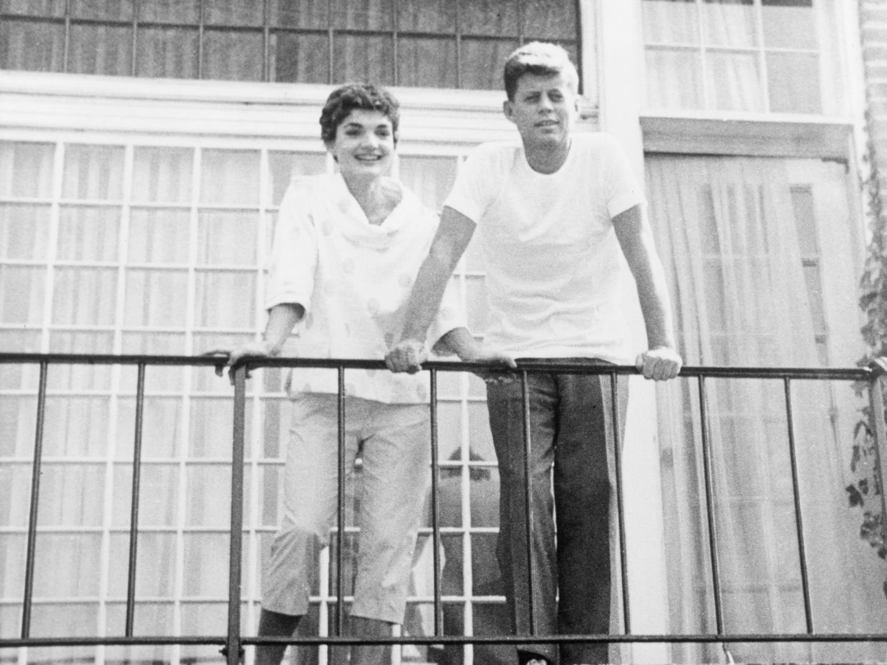 John F. Kennedy and his wife, Jackie Bouvier, in 1953.