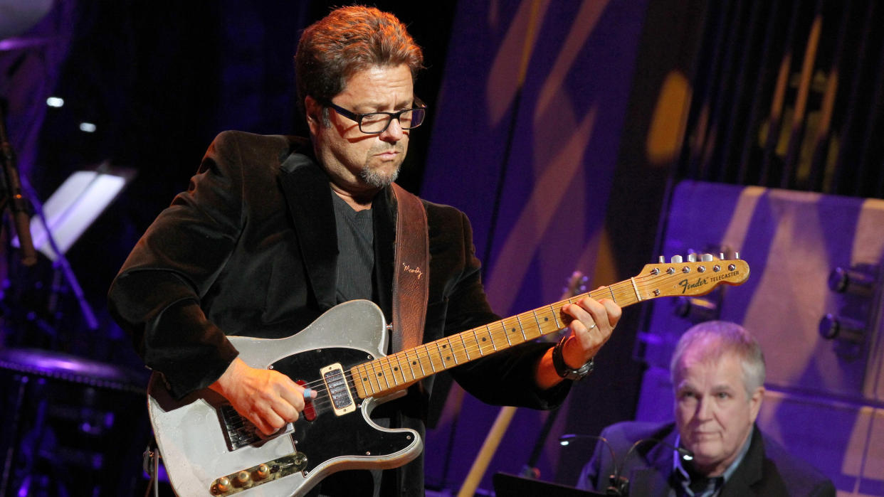  Guitarist Brent Mason performs onstage at the Country Music Hall of Fame and Museum Medallion Ceremony to celebrate 2017 hall of fame inductees Alan Jackson, Jerry Reed And Don Schlitz at Country Music Hall of Fame and Museum on October 22, 2017 in Nashville, Tennessee.  