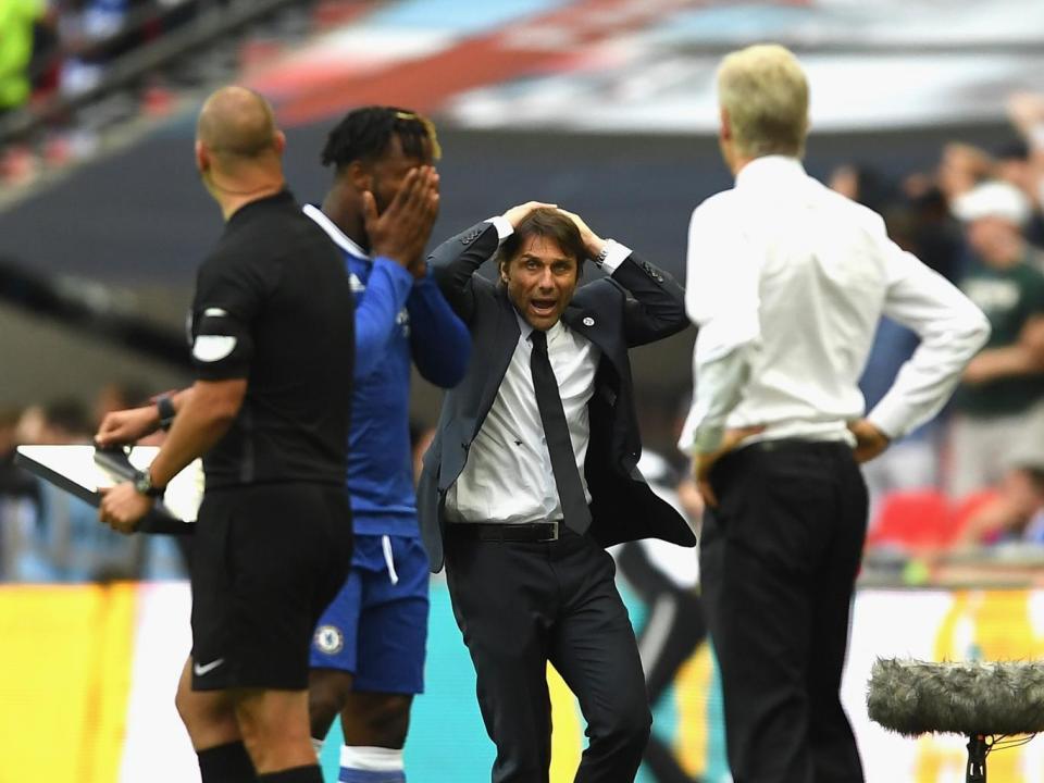 Conte cut a frustrated figure on the touchline throughout (Getty)