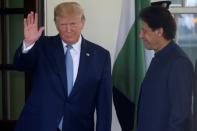 U.S. President Trump welcomes Pakistan’s Prime Minister Khan at the White House in Washington