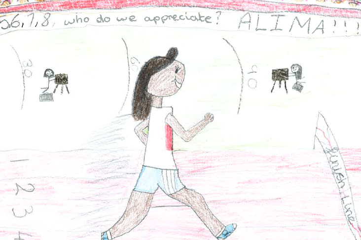 Alima, 9, drew herself as an athlete (Education and Employers)