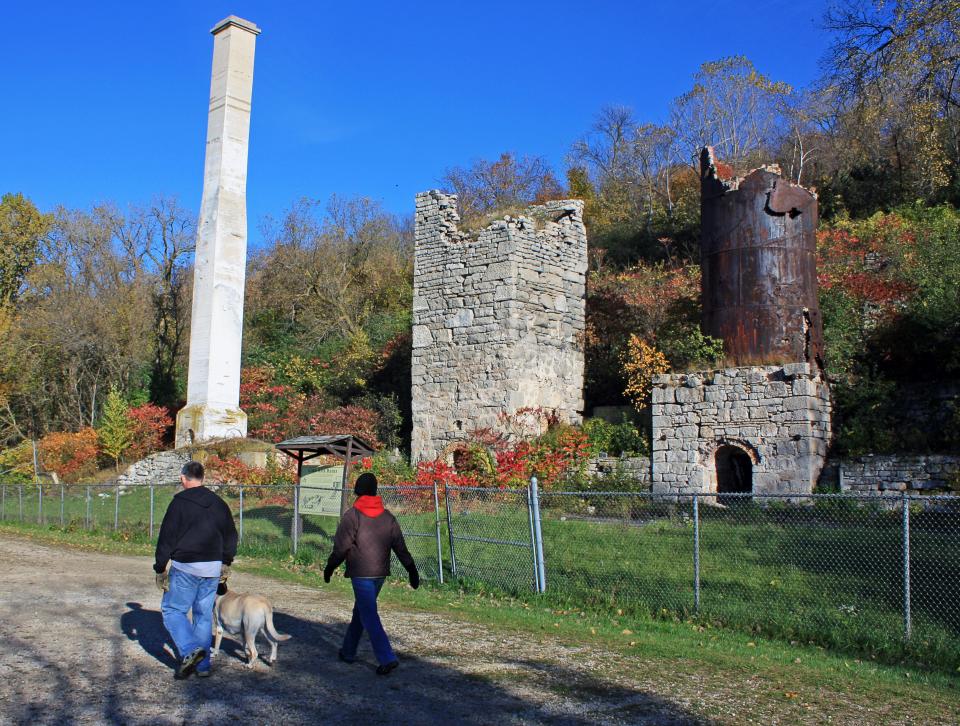 The remnants of a lime kiln and quarry operation stand in High Cliff State Park in Sherwood.